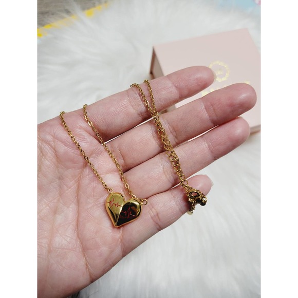 Electrocardiogram Hearts Necklace 18" - Picture 4 of 7